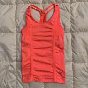 Actra Neon Orange Coral Workout Exercise Tank Top XS Gym Activewear
